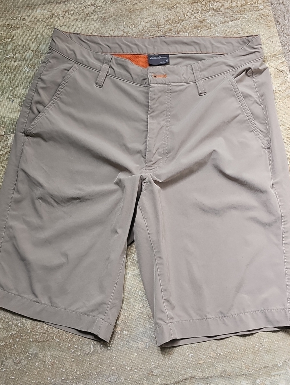 Eddie Bauer Tan Flat-Front Performance Shorts